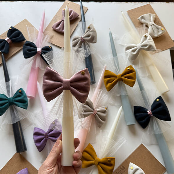 Tulle & Velvet Bow Candle