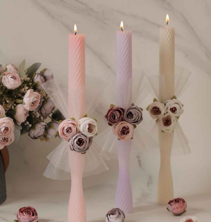 Twisted Candle Tulle & Flowers