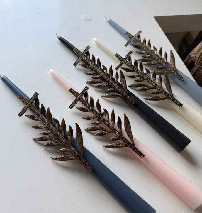 Antique Copper Cross Cone Candle